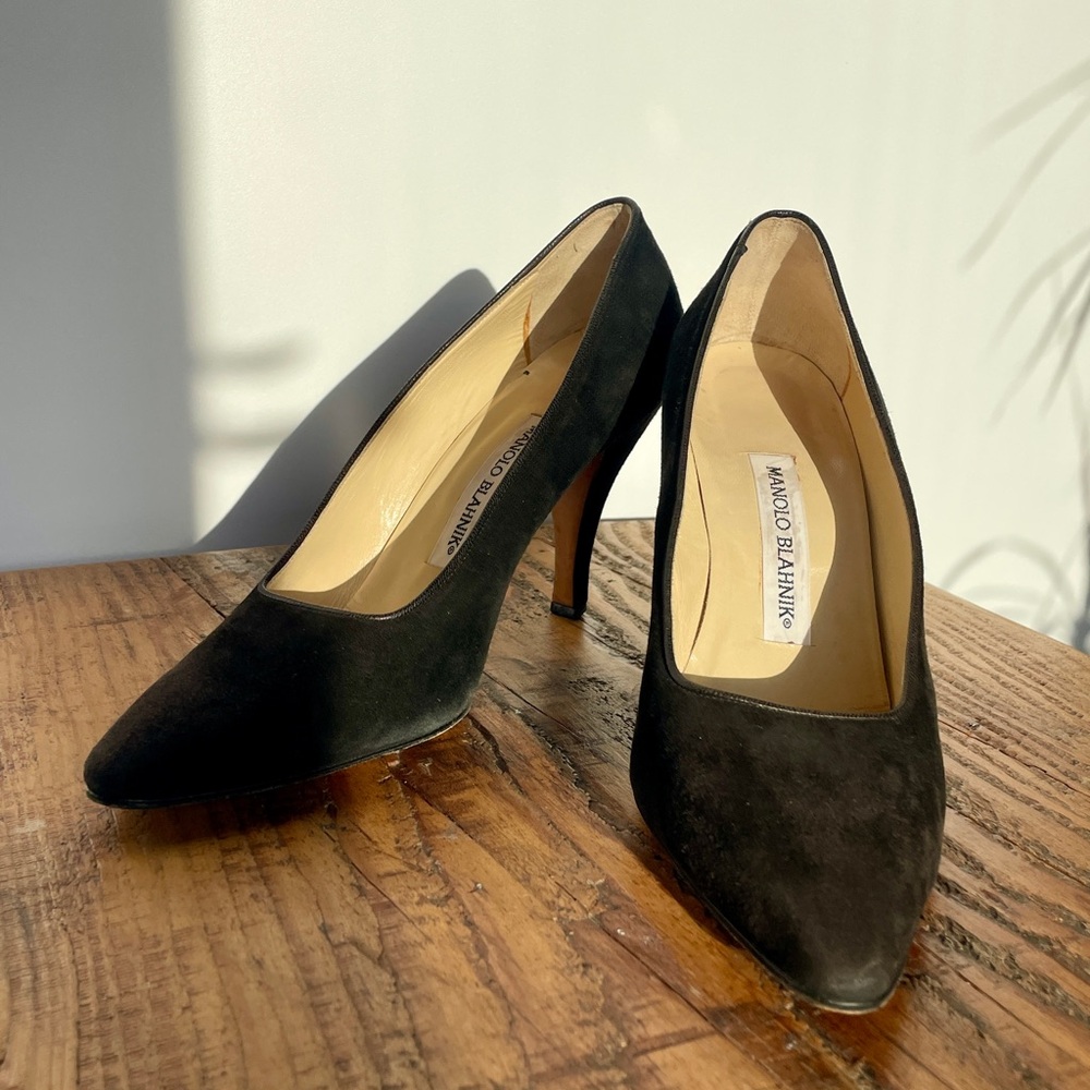 Manolo Blahnik Black Suede Heels